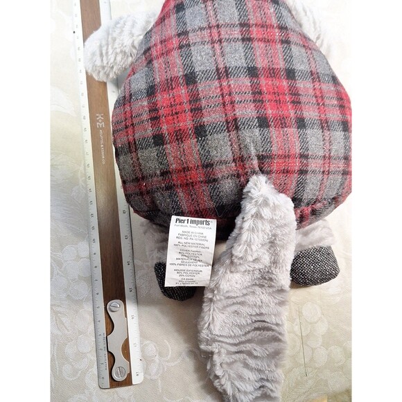 Pier 1 Imports Bentley Gray Fox Plush Stuffed Animal Plaid Stuffie Toy 15" - Picture 8 of 11